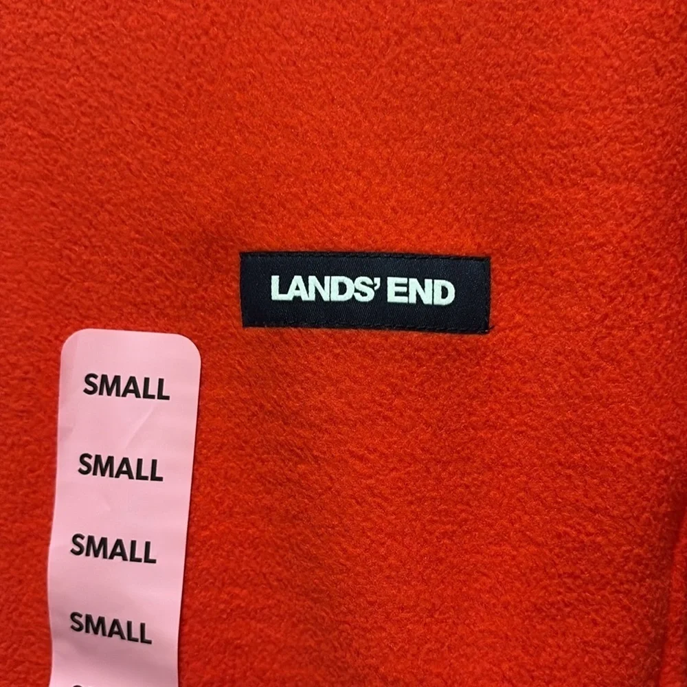 Lands' End - ladies grid Fleece Zip Up Jacket.  Size Small.  NWT. Orange